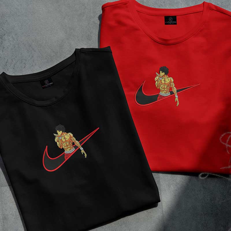 Camiseta NlKE Anime "BAKI HANMA" BORDADA - 100% ALGODÃO