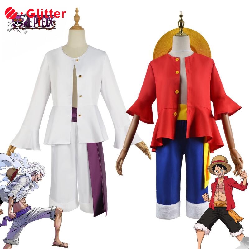 Compra online de Conjunto japonês de cosplay de uma peça, anime macaco d  luffy, colete e calças, cintura vermelha, shorts azuis, calças masculinas