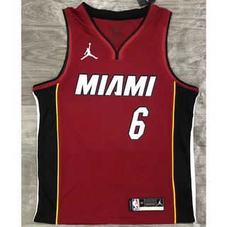 nba Miami Heat No . 6 James Vermelho V Camisa De Basquetebol Prensada A Quente