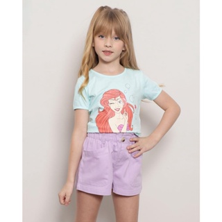 Camiseta Infantil Manga Curta Disney Estampa Ariel Verde