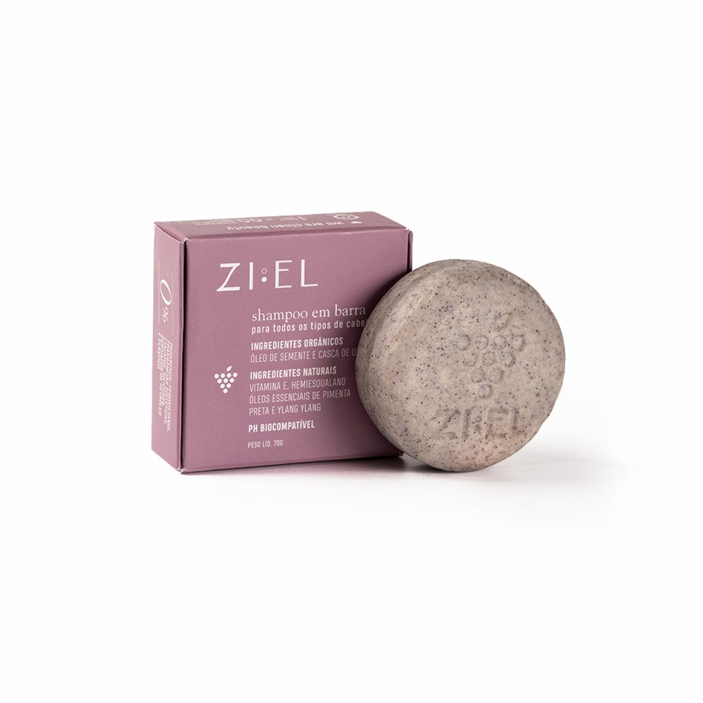 Shampoo em Barra Natural de Uva para Todos Tipos de Cabelos 70g Ziel