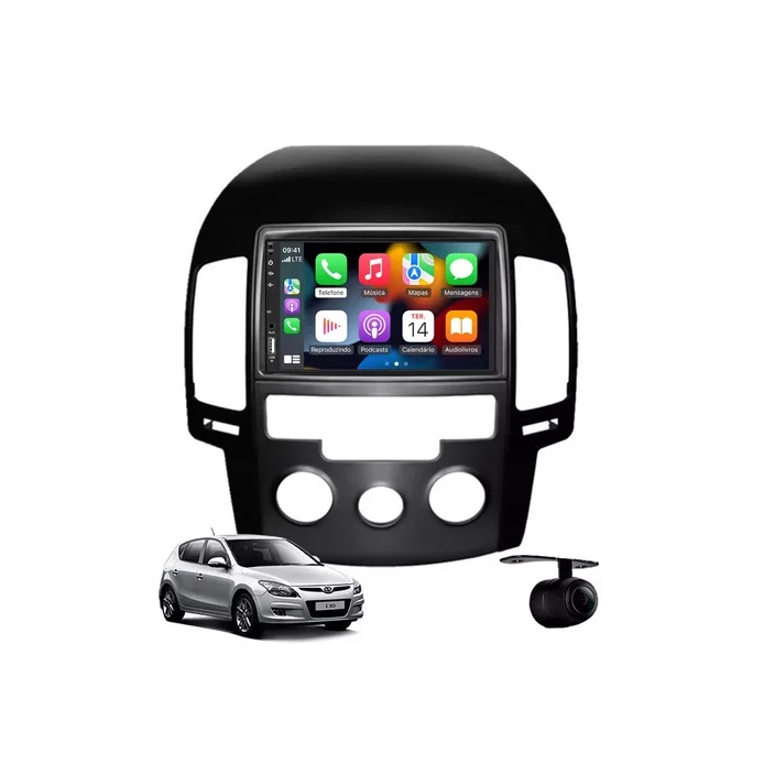 Kit Multimídia I30 2009 / 2012 Ar Analogico 7 Pol CarPlay AndroidAuto ...
