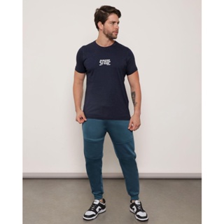 Calça Masculina Com Bolso Helanca Jogger Azul