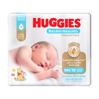 Fralda Descartável Huggies Natural Care Recém - 9 Pacotes com 18 Fraldas - Total 162 Tiras