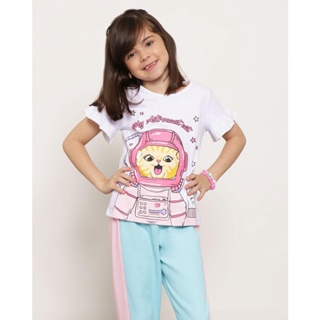 Blusa Infantil Gatinha Astronauta Branca