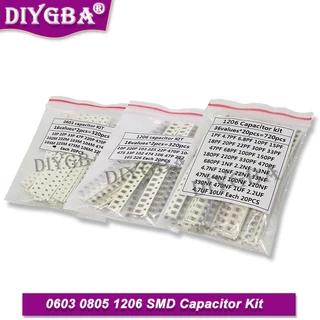 320PCS 720PCS 0603 0805 1206 kit capacitor SMD Valor 16/36 1PF ~ 1UF Pacote