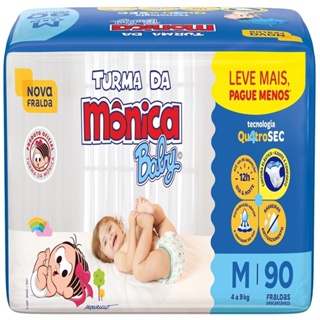 Fralda Descartável Turma da Mônica Giga Média 4 Pacotes c/ 90 Fraldas