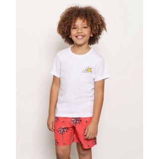 Camiseta Infantil Manga Curta Botonê Estampa nas Costas Branca