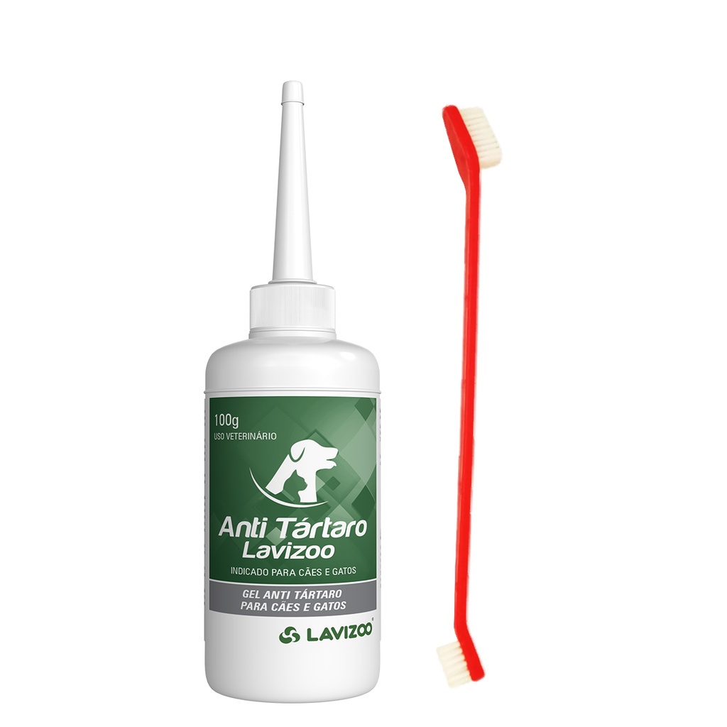 Escova de Dente para Cachorro + Gel Anti Tártaro Lavizoo 100g | Shopee ...