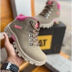 Bota Original Caterpillar Feminina Confortável Couro Legitimo palmilha a  Gel Rosa Impermeável.