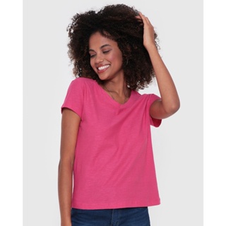 Blusa Feminina Decote V Rosa