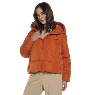 Jaqueta Feminina Puffer Com Ajuste Polo Wear Laranja Escuro