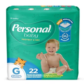 Fralda Descartável Personal Soft & Protect Jumbo Tamanho G - 12 Pacotes com 22 Fraldas - Total 264 Tiras