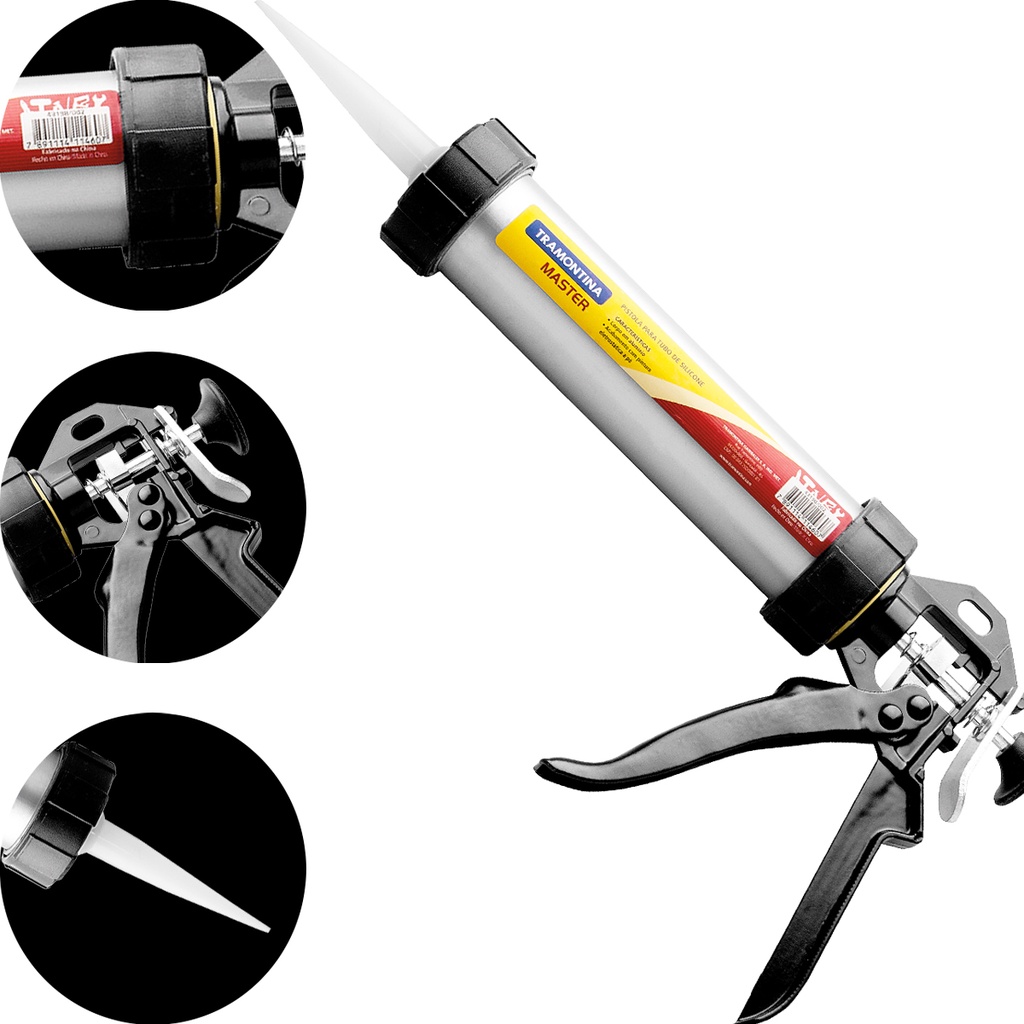 Pistola Aplicador para Silicone Cola Tubo 600ml Tramontina | Shopee Brasil