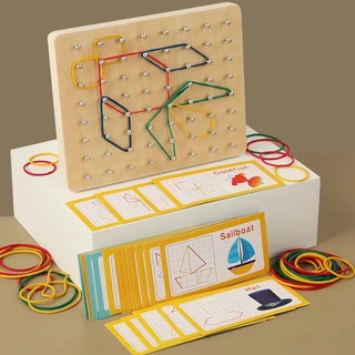 Montessori Geoboard De Madeira Material Manipulativo Matemático Bloco De Kids Graphical Educational Toys Early Development Toy