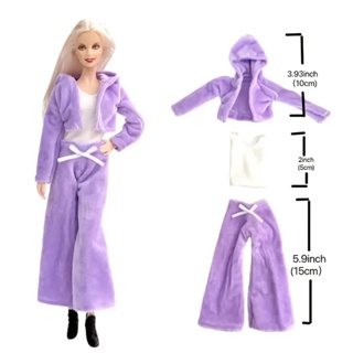 Barbie Boneca Princesa Moda Jaqueta De Pelúcia Terno Vestido