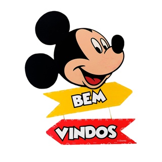 Placa Bem Vindos - Mickey MDF - 1 unidade - Grintoy - Rizzo