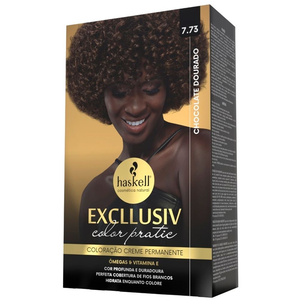 Kit Tintura Haskell Excllusiv Color Pratic Chocolate Dourado 7.73 ...