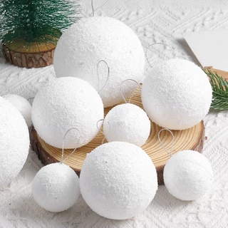 6PCS 4/6/8CM Bola De Natal Branca Decoração Decorações Para Casa 2023