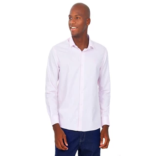 Camisa Masculina Tricoline Polo Wear Rosa Claro