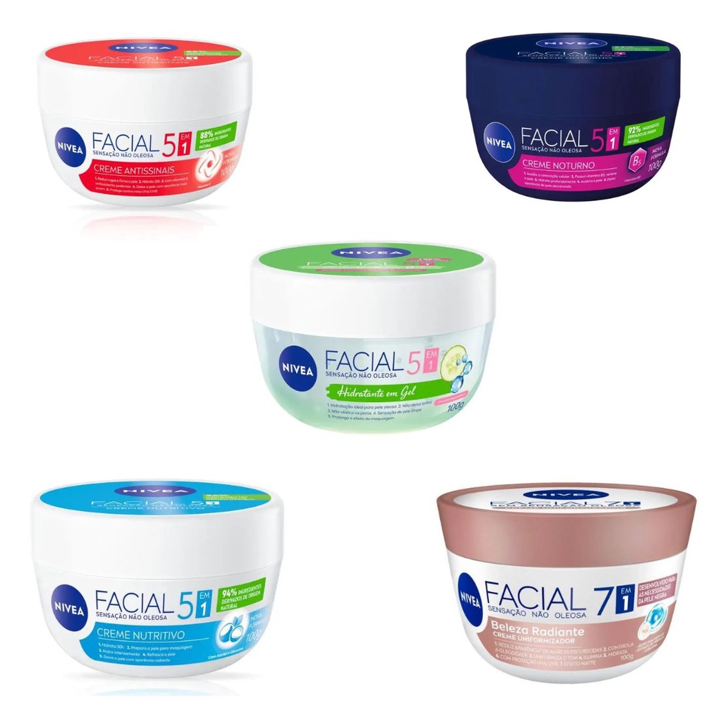 Creme Hidratante Facial Nivea Todos os Tipos 100g cada | Shopee Brasil