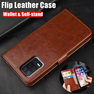 Para Realme 8 8s 5G RMX3241 RMX3381 Carteira De Couro Premium Flip Folio Com Porta-Cartões Capa Auto-Portante À Prova De Choque