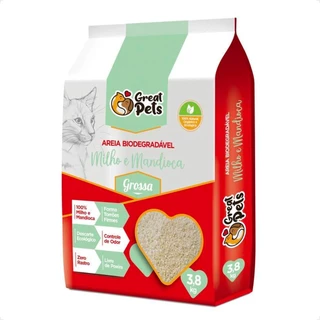 Areia Great Pets para Gatos Biodegradável Grossa - 3,8 Kg