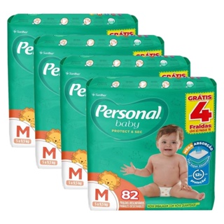 Fralda Descartável Personal Soft & Protect Giga Tamanho M - 4 Pacotes com 82 Fraldas - Total 328 Tiras