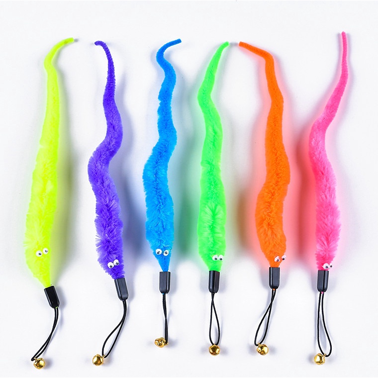 Brinquedo De Bola De Madeira Cat Toy Estrela Caterpillar Colorful Beads Snake Tail Wiggly Ping Pet