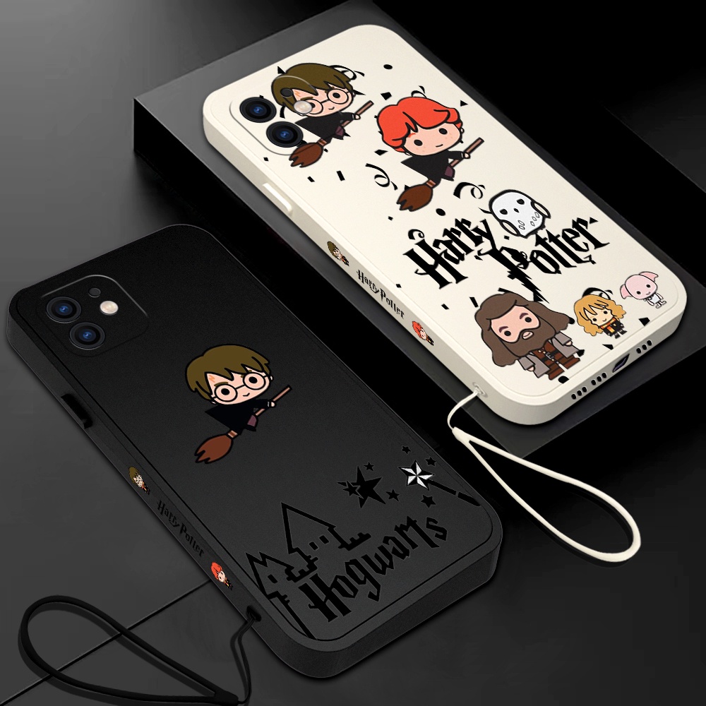 Harry Potter Cartoon Capa Macia De Silicone Com Alça De Mão Para iPhone 14 13 12 11 Pro MAX Mini XR XS SE20 8 7 Plus 6 6S