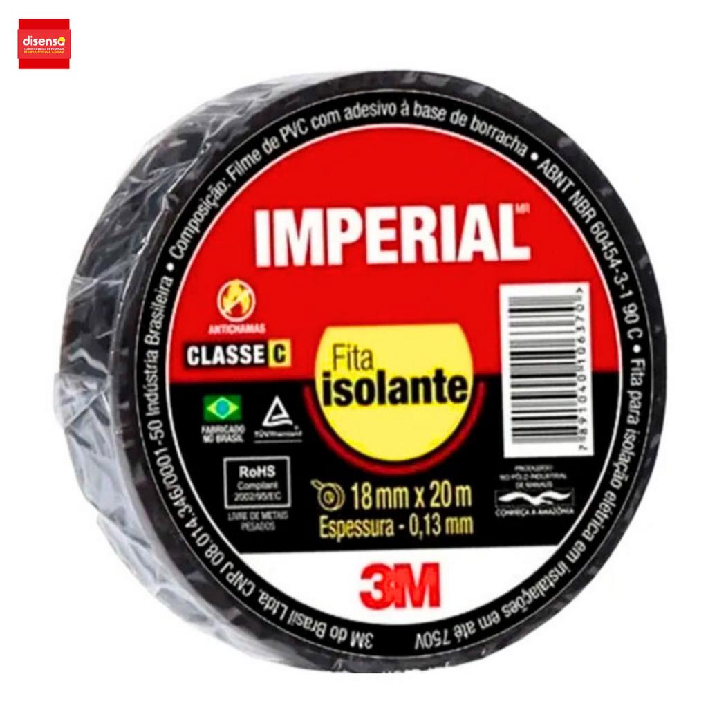 Fita Isolante 3M Imperial Preta 18mm x 5mt ou 10mt