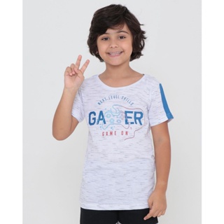 Camiseta Infantil Estampa Gamer Flamê Branca