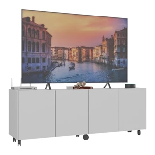 Rack para TV até 50 Polegadas com 4 Portas e Rodízios Multimóveis MP1069