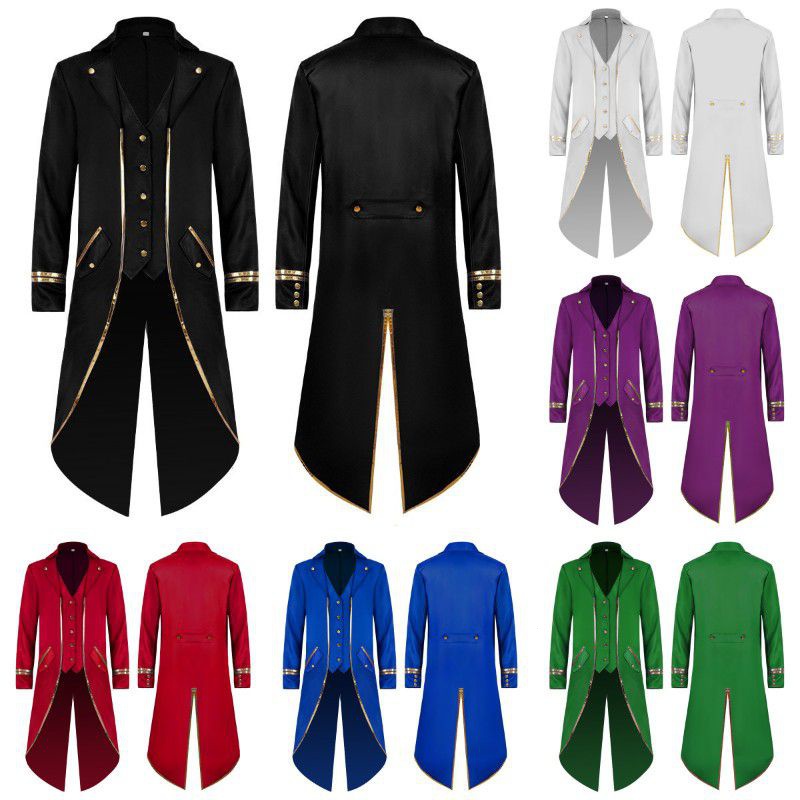Steampunk Longo Retro Tailcoat Smoking Príncipe Medieval Steampunk Longo Retro Tailcoat Smoking Príncipe Medieval