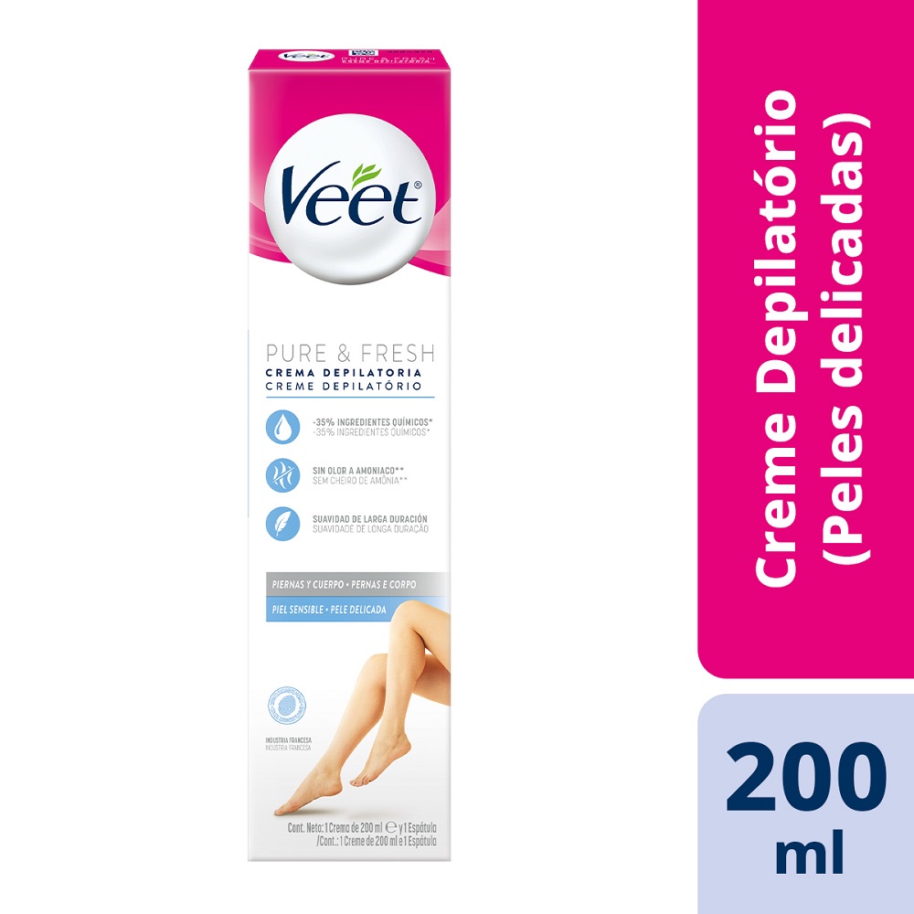 Creme Depilatório Veet Pure & Fresh Peles Sensíveis 200ml | Shopee Brasil
