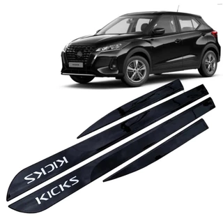 Jogo friso lateral Nissan Kicks Preto Premium Cor Originais
