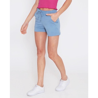 Short Feminino Moletinho Bolso Azul Claro
