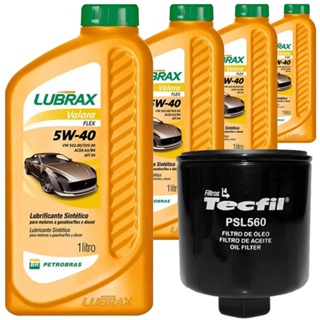 4 Óleo Sintético 5W40 Lubrax e Filtro Tecfil Voyage 1.0 1.6