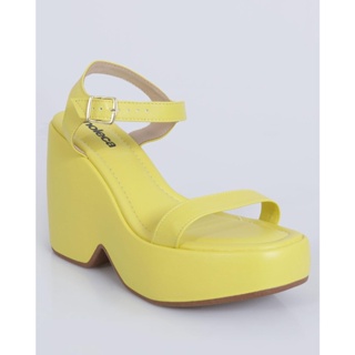 Sandália Plataforma Moleca Neon Amarela