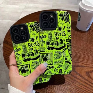 Estojo Para iphone 14 pro max 13/11/12 7/8plus/X/XR/XSMAX/15promax Toothpick print Engraçado Verde Fluorescente Capa Macia À Prova De Choque