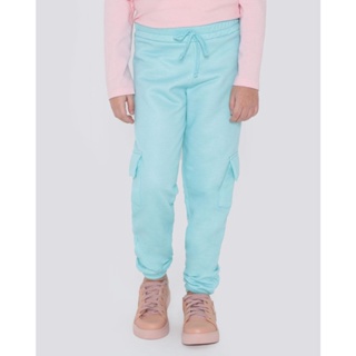 Calça Moletom Infantil Jogger Bolso Cargo Verde Claro