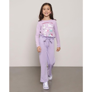 Calça Infantil Clochard Malha Crepe Lilás
