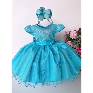 Vestido Princesa Belli Gaia Jardim Encantado Azul Bebe - Roupa  Infantil