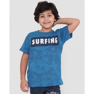 Camiseta Infantil Estonada Estampa Surfing Azul