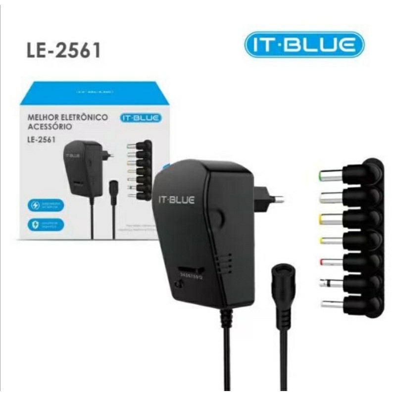 Fonte De Alimentaçao Universal 3/4.5/5/6/7.5/9/12v c/7pinos 3A 30W LE-2561 IT-BLUE