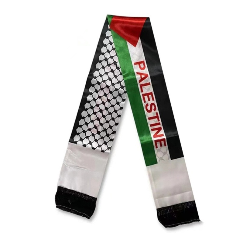 Estampa Digital Bandeira Da Palestina Cachecol Longo De Cetim De Pescoço De Israel Arábico Para Todas As Idades