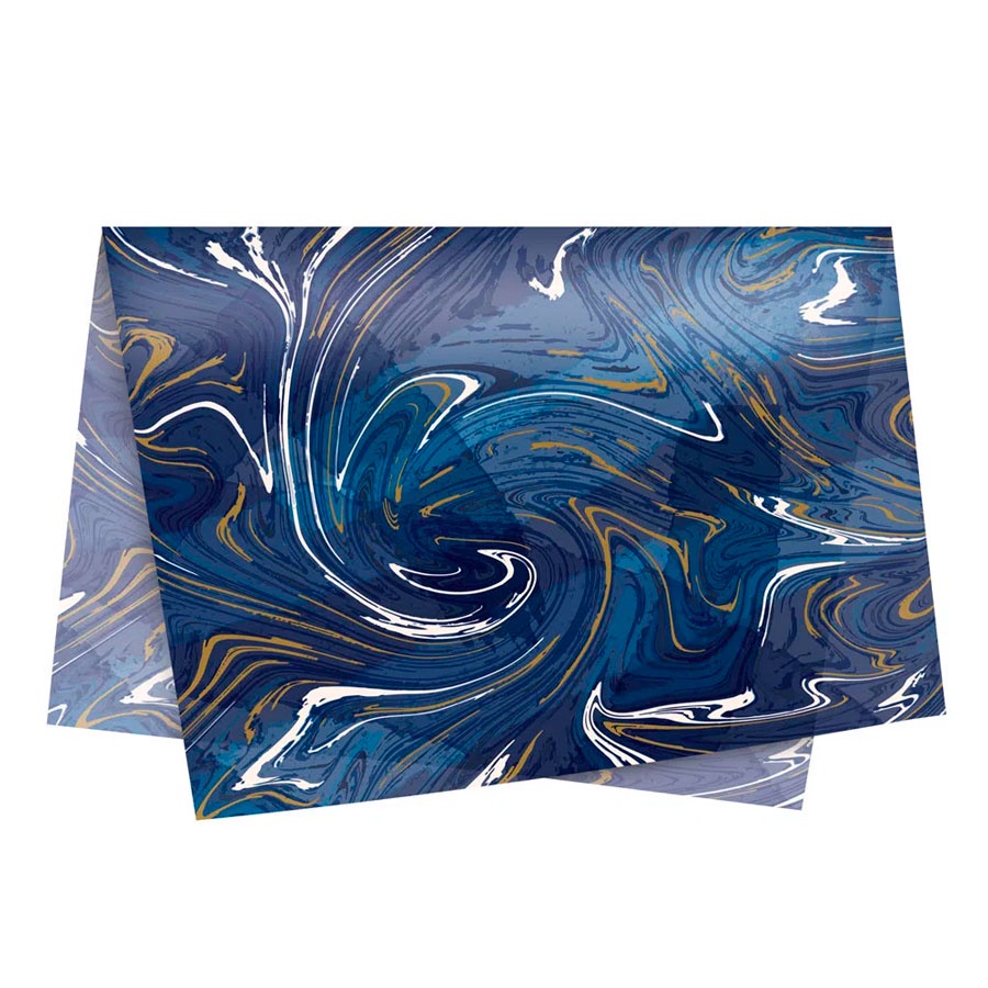 Papel de Seda - 49x69cm - Marmorizado Azul - 10 unidades - Cromus
