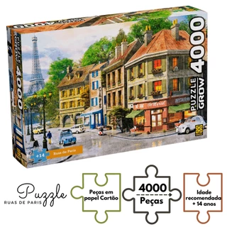 Quebra Cabeça 4000 Peças Montar Arte Ruas de Paris Colorido