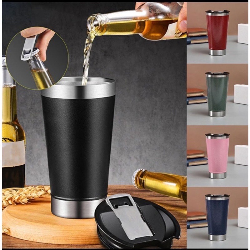 Copo Térmico Aço Inoxidável Parede Dupla Vácuo Com Abridor E Tampa 473ml Exclusivo novidade na loja