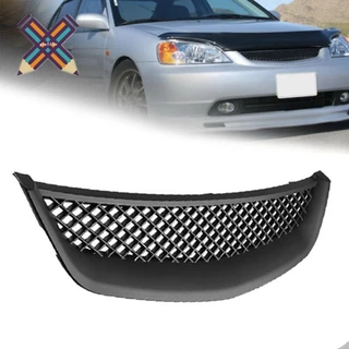 Grelha Frontal De Malha Preta ABS Para Honda Civic JDM Tipo R 2001-2003